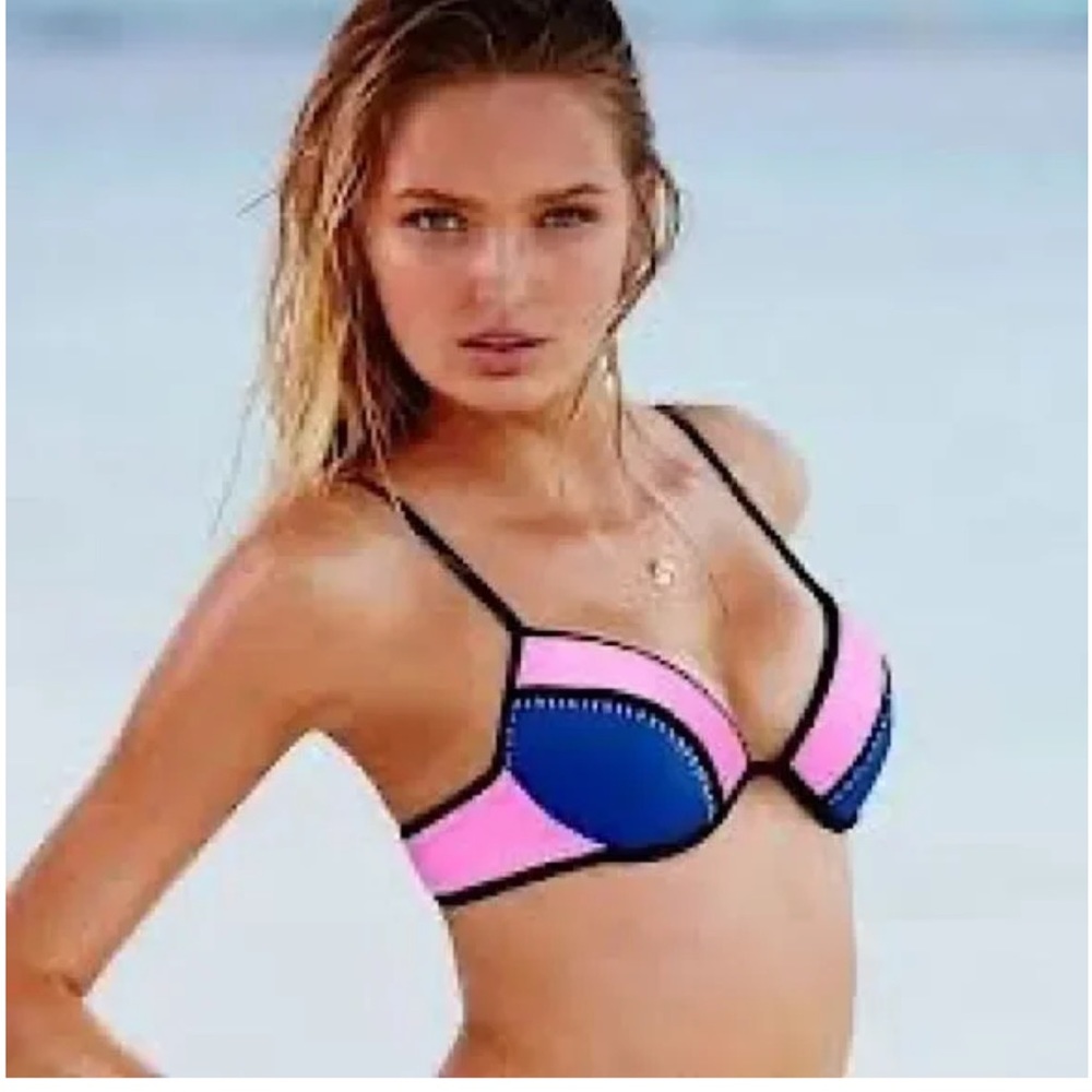 Victoria's Secret Pink & Blue Color Block Bikini Top